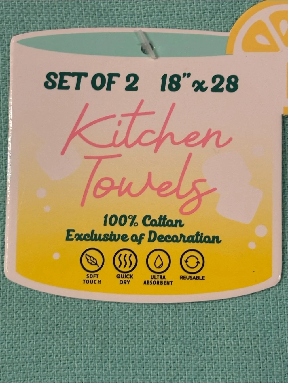 Set of 2 Embroidered Kitchen towels with 'Sun Squad' Aqua Dog